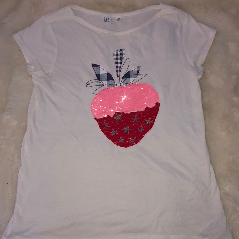 White Shirt With Strawberry Sequence